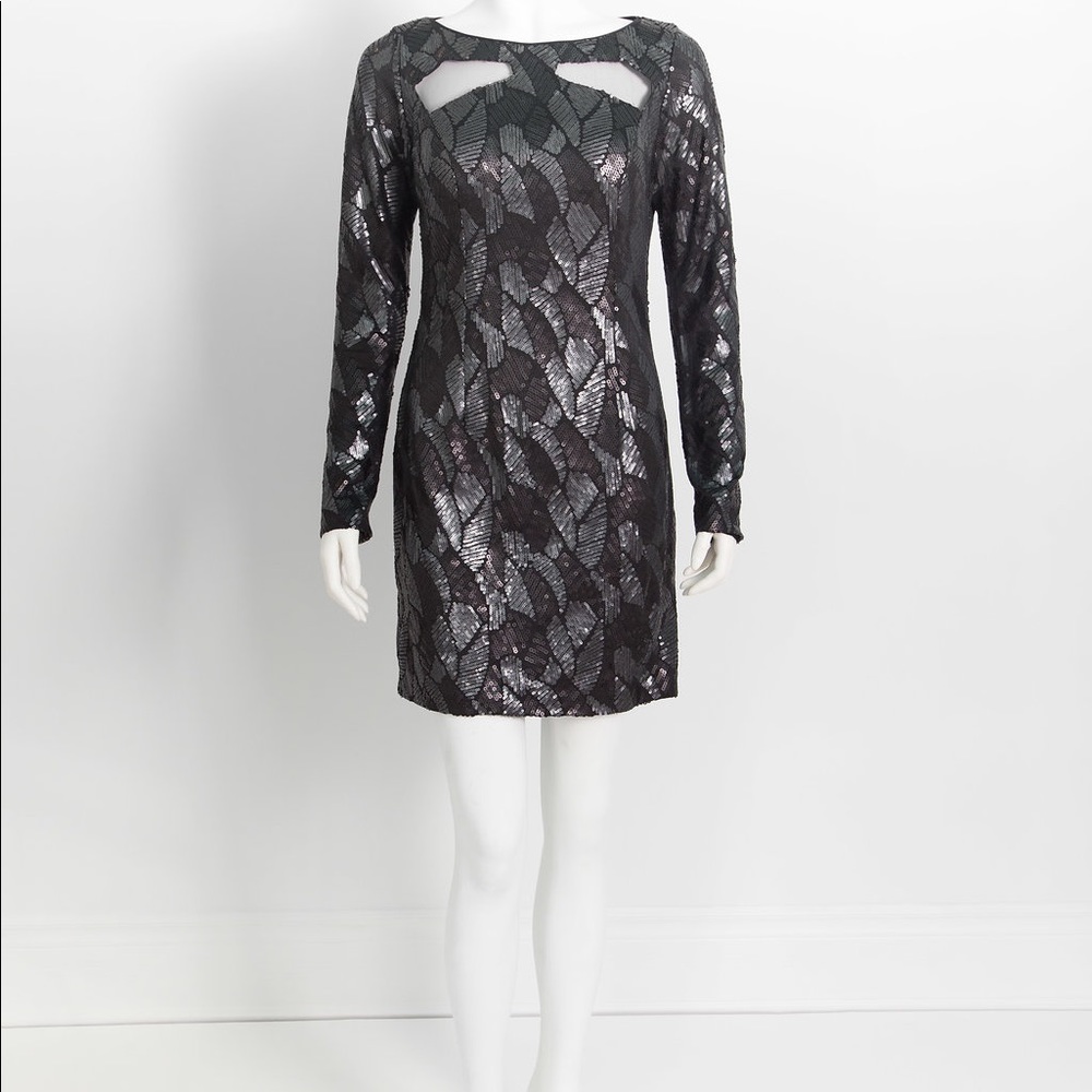 Sequin Pattern Illusion Cutout Jersey Dress EV0058
